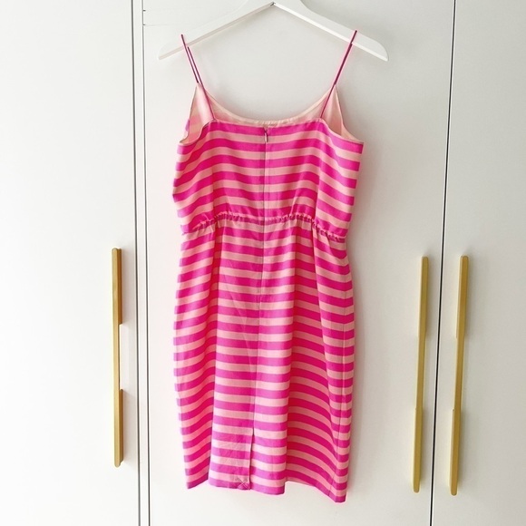 J Crew Bright pink and tan striped silk dress - Picture 6 of 6